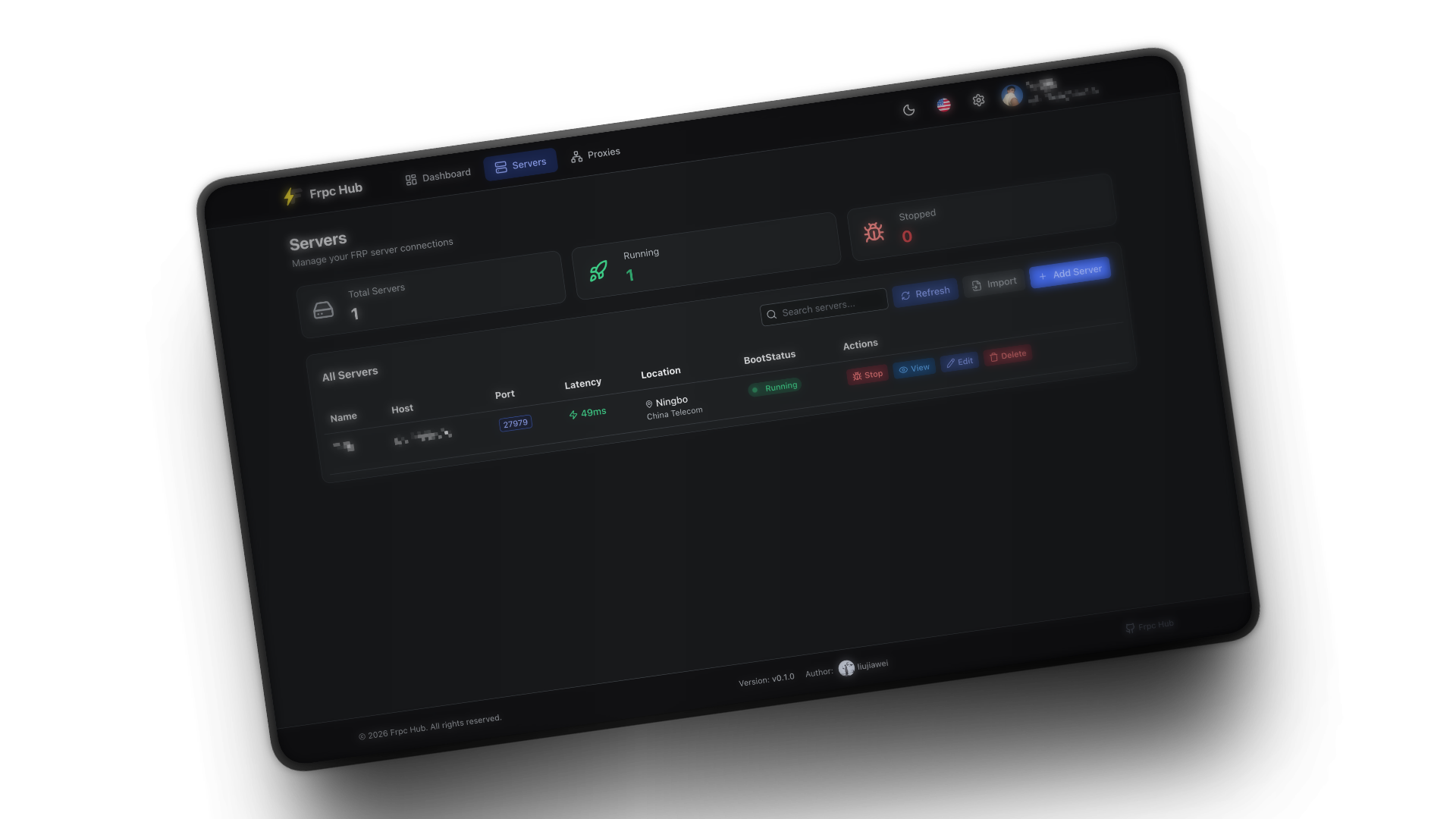 服务器管理 — 实时延迟与地理位置