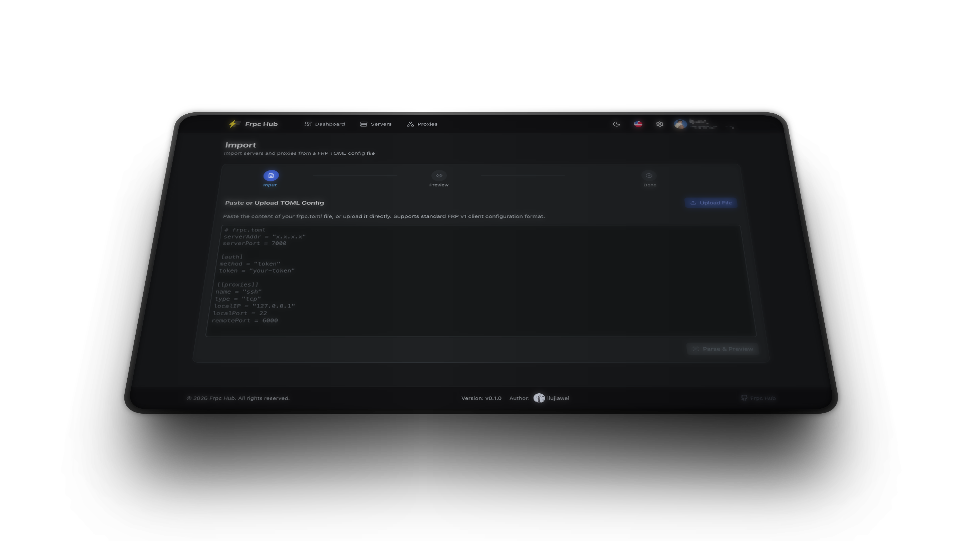 一键导入 — 支持 TOML 配置文件
